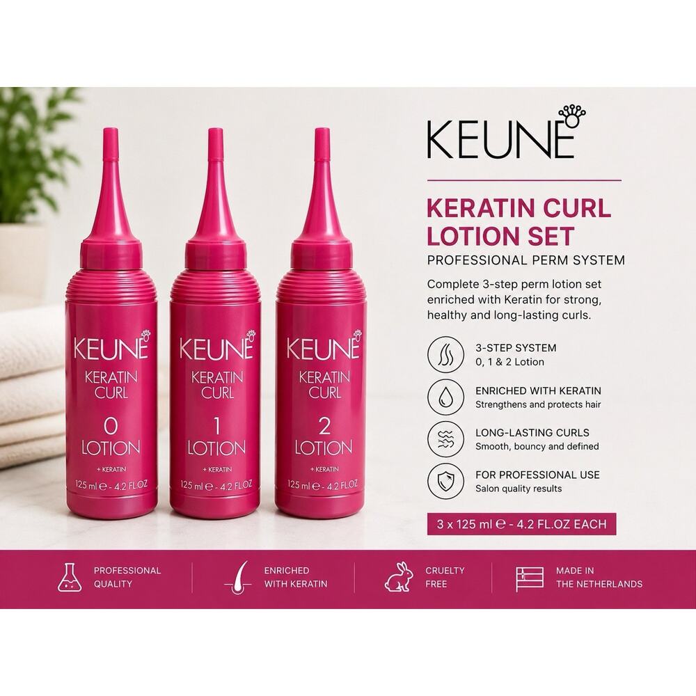 KEUNE Keratin Curl Lotion Set 0 1 2 Professional Perm System 4.2 fl oz
